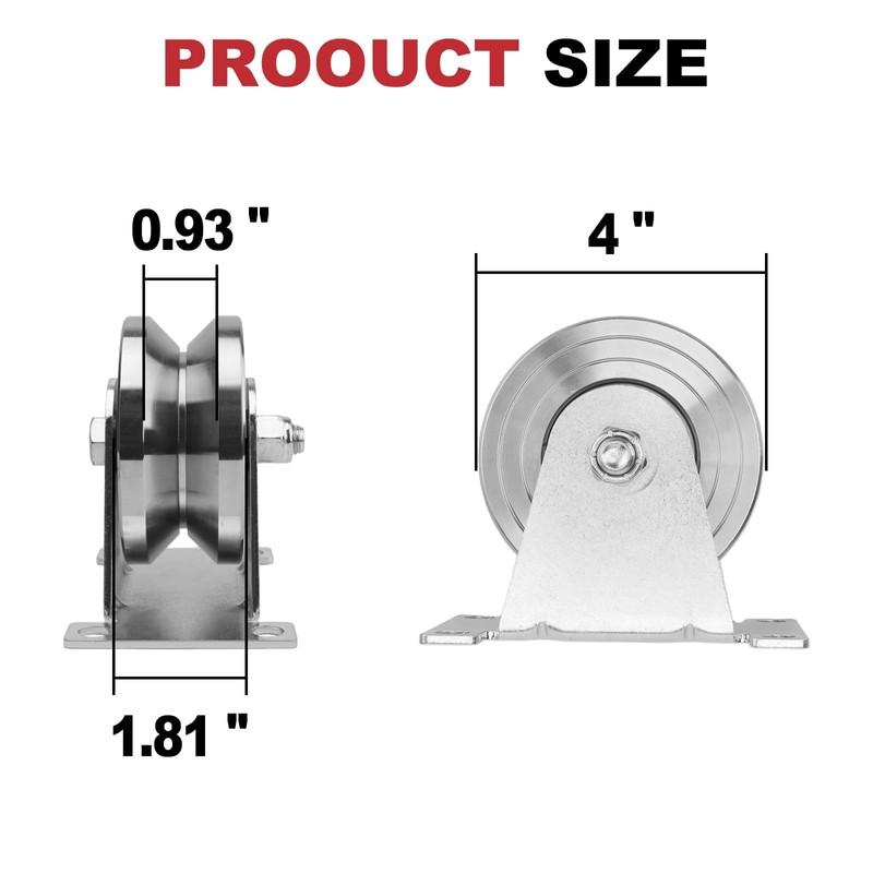 joytrace Heavy Duty 4" V-Groove Slide Gate Wheel Kit -