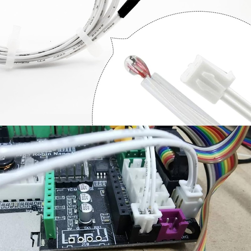 4Pcs Ender 3 Pro Thermistor 1m/39.4Inches, 3D Printer 100K 3950