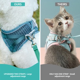 AIITLE Puppy Harness for Small Dogs - Lightweight Air Mesh Puppy Harness - Step in Dog Harness with A Leash - No Pull & No Choke Padded Vest- Reflective Dog Harness for Small Dogs Cats Turquoise XXS