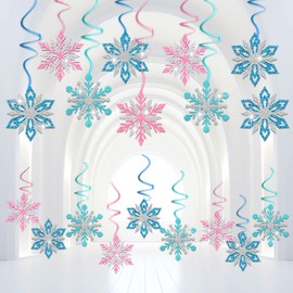20 Pcs Winter Snowflake Hanging Swirl Decoration Christmas Hanging Whirls Ceiling Decor for New Year Wedding Baby Shower Party Supplies