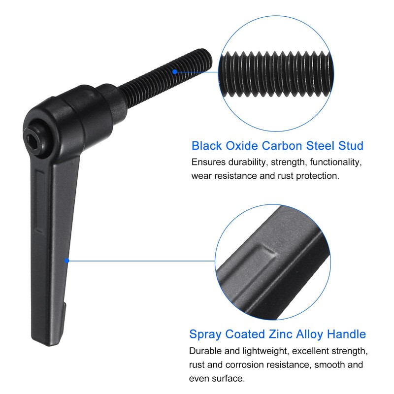 sourcing map 4pcs Clamping Lever Handles, M6 x 30mm Black
