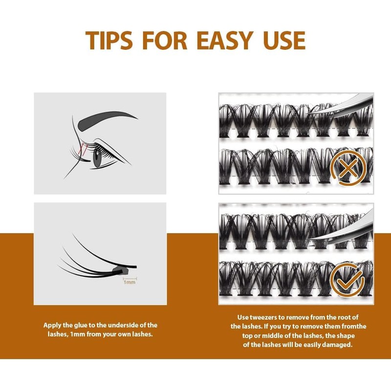 FANDIQ Individual Eyelashes 224PCS Natural Cluster Lashes D Curl Lashes
