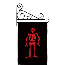 Breeze Decor GS107035-P3-03 Edward Low Coastal Pirate Impressions Decorative Vertical 13" x 18.5" Garden Flag Set Metal Fansy Wall Bracket Hardware