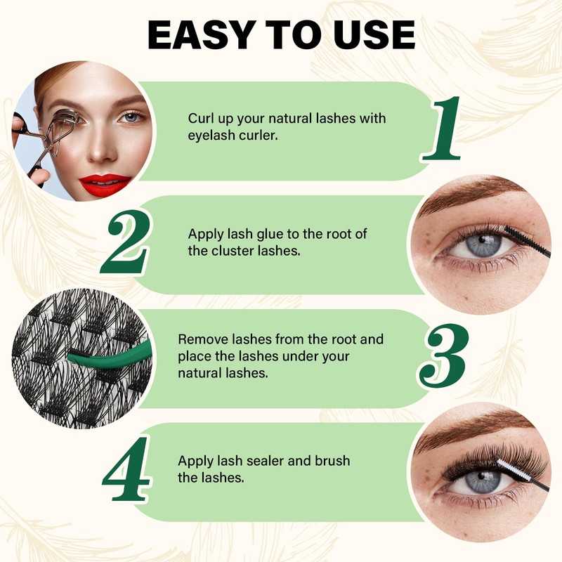 Lash Clusters 144pcs Individual Lashes D Curl 10mm Eyelash Clusters
