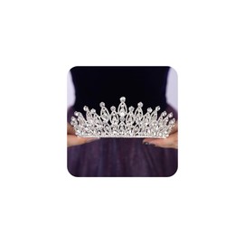 Teyglen Wedding Tiara Crown for Women Silver Crystal Princess Tiara Elegant Rhinestone Queen Crowns Headband for Brithday Pageant Party Prom (Silver)