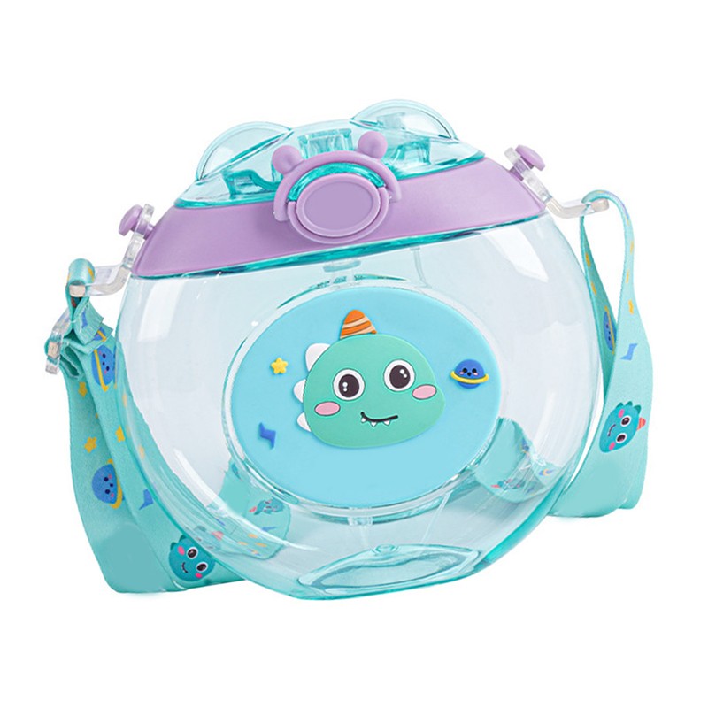 Donut Shaped Water Bottle Kids Cute Cartoon Plastic Portable Straw