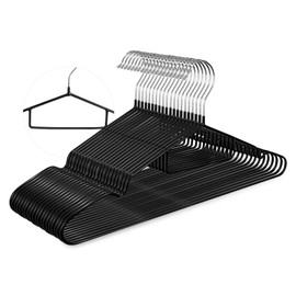SOULNAMAN Clothes Hangers, 20Pack Black Metal Hangers with Tie Bar,15.75 in Shirt Hanger with Shoulder Notches for Dress and Camisole, Non-Slip Heavy Duty Hanger（Black）