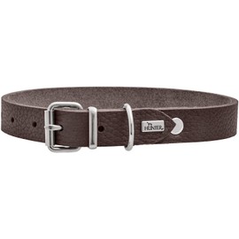 HUNTER Grenada Leather Dog Collar, Colour: Dark Brown, Handmade in Germany, for Training and Everyday Use, Durable, Comfortable, Simple, Elegant Design, Size: 32, Circumference: 24-28 cm