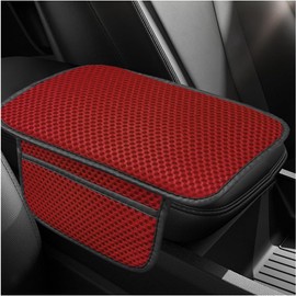 Funda para consola central de coche, cojín de reposabrazos de refrigeración con 2 bolsas de almacenamiento, almohadilla de codo transpirable, protector de consola central, accesorios