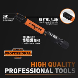 HORUSDY Impact Torx Bit Set, 36-Piece Tamper-Proof Star Bit Set (T5-T40) for Impact Driver, Tamper-Resistant Fastener Star Drive Bit, S2 Steel, 1" & 2.3" Long, with Storage Box