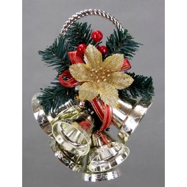 Hanging Wall Decoration with Fir Poinsettia Bells Christmas Bell Christmas Decoration Door Wall Hanger Wreath Wreaths Wall Hanger Door Wreath Christmas Wreath Decoration Garland Wall Decoration