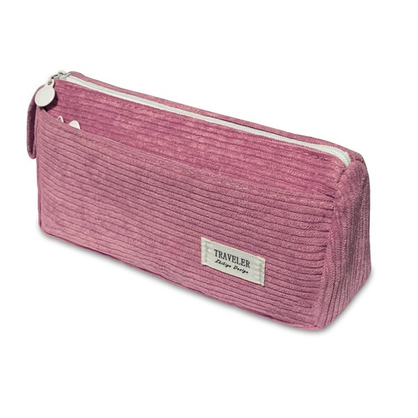 TAIHOBO Retro Pencil Case with Compartments, Corduroy Pencil Cases Boys