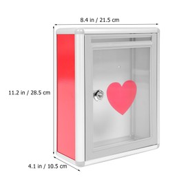 Operitacx File Holder Transparent Donation Box Suggestion Box Wall Mounted Acrylic Letter Box Heart Letter Box with Lock Voice Holder Complaint Option Box for Home Office