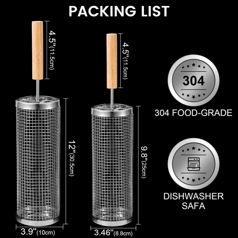 Grill Basket Set 2 Pack, Upgraded Version 304 Stainless Steel