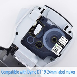 NineLeaf 10 Pack Compatible for DYMO D1 45803 S0720830 19mm 3/4" x 23ft Black on White Label Tape Refill Work in LabelManager 300 350D 400 420P 500TS LabelPoint 300 LabelWriter 450 Duo Label Maker
