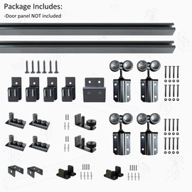 DIYHD 10FT Ceiling Mount Double Sliding Barn Door Hardware,Heavy Duty Box Track Kit for Exterior Use,Max Load 300lbs,Fit 2 X30 in Doors (Hardware Only,No Door)