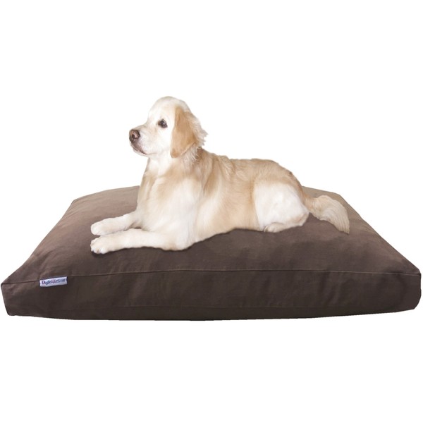 Dogbed4less Jumbo Orthopedic Extreme Comfort Memory Foam Dog Bed for Large Dog, Waterproof Lining and Machine Washable Denim Cover, 55"X47" Pillow, Brown