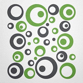 WANDfee® Wall Tattoo, Circles, Dots, 50 Stickers, Colour Choice For Children's Bedroom, Living Room, Hallway, Bathroom, Kitchen, Tile Stickers, green