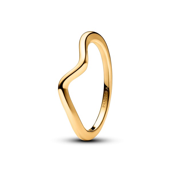 Pandora 163095C00 Women's Ring Polished Wave Gold-Coloured, Yellow Gold, No Gemstone