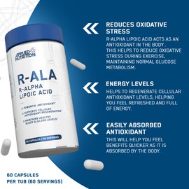 Applied Nutrition R-Alpha Lipoic Acid 200mg - 60 Vegetable R ALA Capsules - Premium Formula (2 Month Supply)