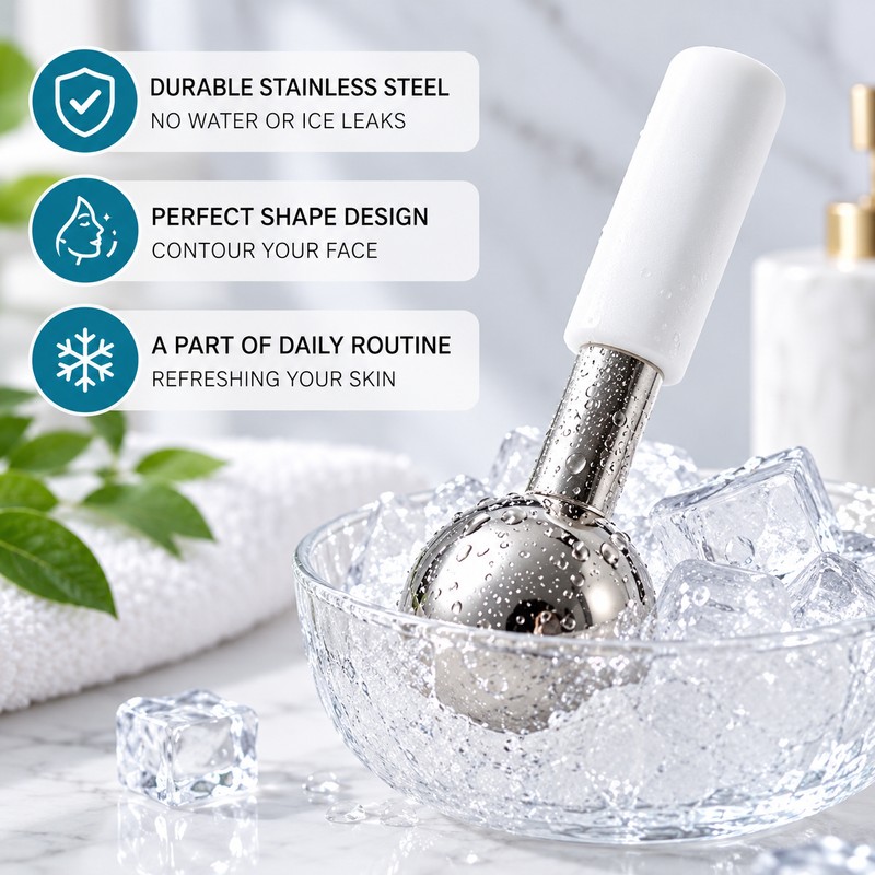 Stainless Steel Ice Globes for Facial Massage – 2-Piece Cooling