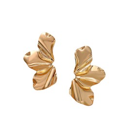 Gold Flower Earrings for Women Large Flower Dangle Studs Earrings Boho Gold Flower Butterfly Leaf Statement Earrings Chunky Floral Earrings Jewelry for Women (Half a flower)