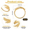 Gosknor 12pcs Gold Wheat Napkin Rings, Leaf Shaped Metal Cloth