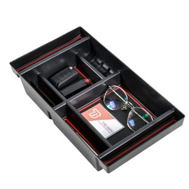 TACOBRO Center Console Organizer Tray Compatible with 2019-2021 Chevy Silverado 1500 / GMC Sierra 1500/2020-2021 Silverado/Sierra 2500/3500HD Accessories - Full Console w/Bucket Seats ONLY, Red