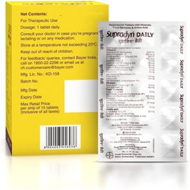 Supradyn Daily Multivitamin Tablets (150 Tablets) for Men & Women with Essential Zinc, 12 Vitamins, 5 Trace Elements for Daily Immunity & Energy