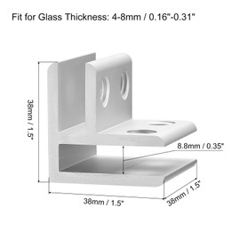 QUARKZMAN 90 Degree Glass Clamp, Pack of 4 for 4-8 mm Aluminium Alloy Glass Shelf Support Double Sided Glass Holder for Cabinet