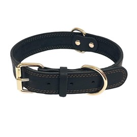 LWBMG Leather Dog Collar,Heavy Duty Dog Collar,Soft and Strong Leather Adjustable Dog Collar for Small Medium Dogs Black Small