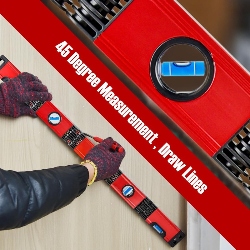Eewudwok Level, Foldable Multi-Function Precise Measuring Aluminum Alloy Level Tool