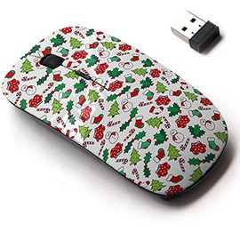 2.4G Wireless Mouse with Cute Pattern Design for All Laptops and Desktops with Nano Receiver - Cartoon Christmas Stockings