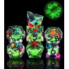 SIQUK 7 Pieces Liquid Core Dice Luminous Dice Glow Dice