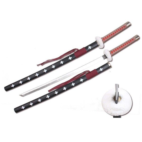 39" Foam Samurai Sword Tan/Red Handle w/Wood Scabbard