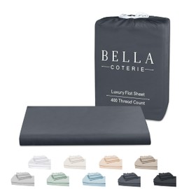 Bella Coterie Luxury Bamboo Cal King Size Flat Sheet | 100% Organically Grown Bamboo Viscose | Ultra Soft | Cooling for Hot Sleepers [Charcoal Grey]