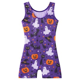 BAOHULU Gymnastics Leotards for Girls Kids Sparkle Tank Biketards with Shorts Dance Outfit B407_PurplePumpkin_100