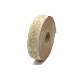 10 Meters 20mm Yellow and Beige Jacquard Woven Celtic Knot Rolls Ribbon Embroidered Craft Clothing Haberdashery Crafts Decoration Medieval Stitching 20271-V7