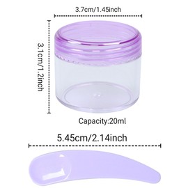 8Pcs Mini Plastic Containers with Lids, 20ml Travel Sample Pots Empty Cosmetic Jars Wide Mouth Refillable Containers Toiletries Leakproof Sample Jars with Spoon for Creams, Lotion, Glitter Nail Art