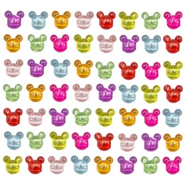 Acrylic Beads, 150 Mouse Head Beads Candy Color Large Hole Pastel Bead Pendants Assorted Plastic Pastel Bead Cute Loose Bead Bulk for Bracelets Jewelry Making DIY Crafts Necklace