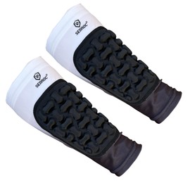 Sedroc Padded Arm Guards Forearm Protectors Ultra Thin Compression Sleeves with Pads (White - Pair, Small)
