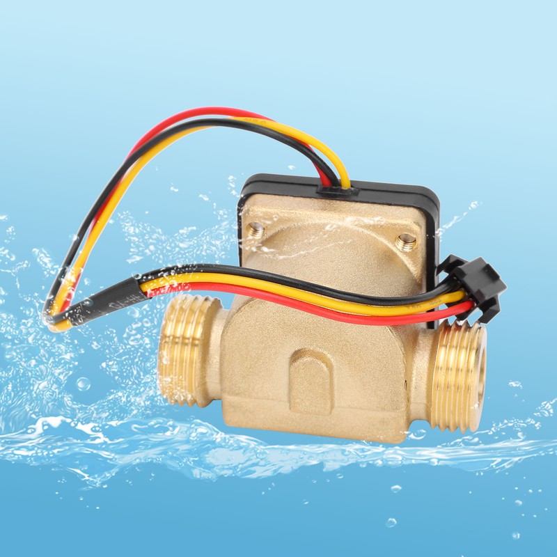 G1/2in Male Water Flow Sensor Counter Brass Hall Flowmeter DC