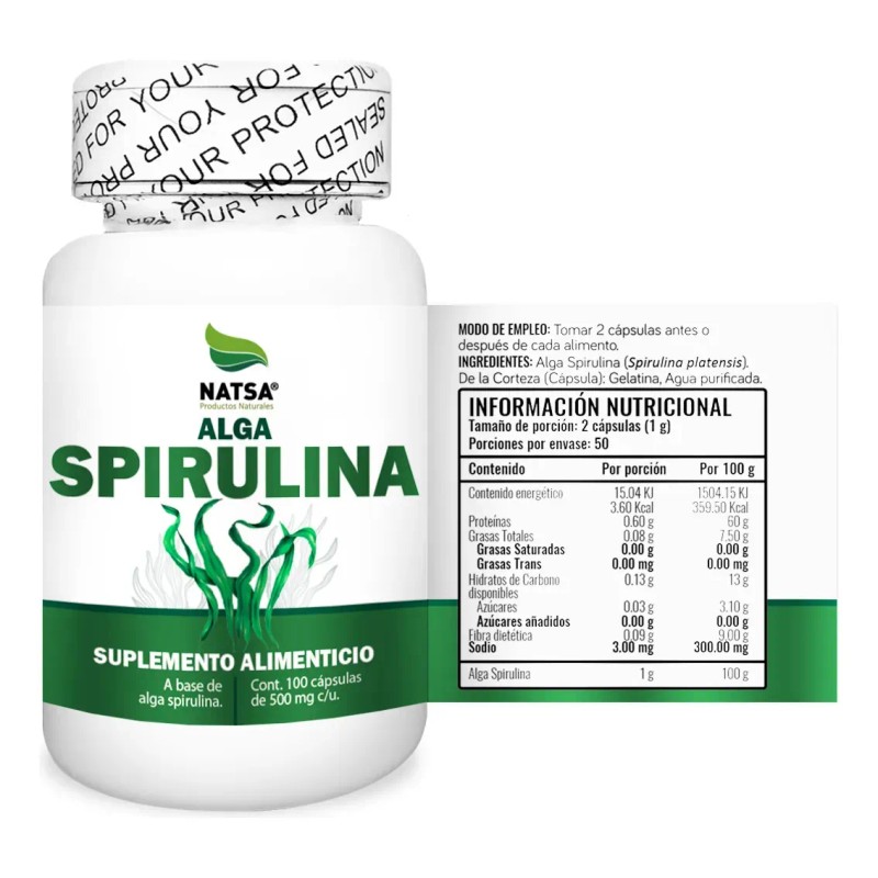 Alga Spirulina 100 Cápsulas Aporta Minerales Proteinas Anti Anemico Excelente