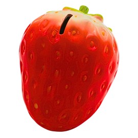 Strawberry Money Box, Classic Piggy Bank, Children's Money Box, Piggy Bank, Piggy Bank, Piggy Bank with Savings Function, Ceramic in Red, L x W x H 15 x 12 x 11 cm