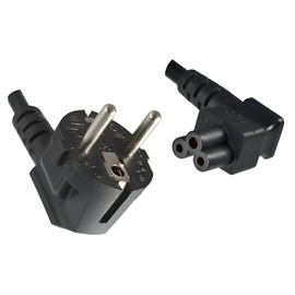 DINIC Power Cable, Power Cable with Earthing Contact Plug to C5 Angled (3.00 m, Black)