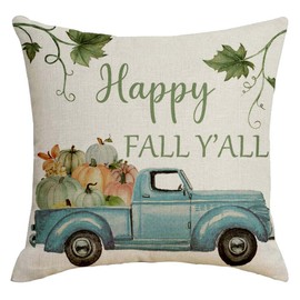 advozcate Fall Pillow Covers 18x18 Inch Linen Pillow Case for Sofa Couch Farmhouse Thanksgiving Fall Decorations Throw Pillow Covers