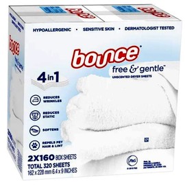 Bounce Free & Gentle Unscented Dryer Sheets, 320 ct.(Bulk Discount Available) 203805 160 Count (Pack of 2)
