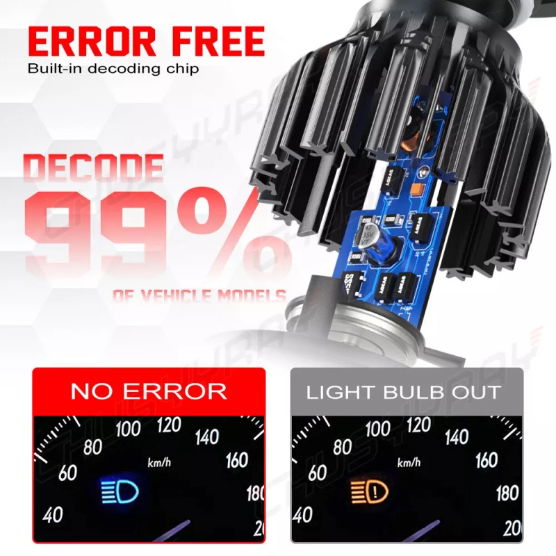 CHUSYYRAY 6000K White LED Headlight+4500