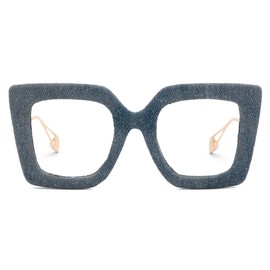 Zeelool Stylish Oversized Square Eyeglasses Frame with Non-prescription Clear Lens for Women Latanya ZJGA499974-02 Blue