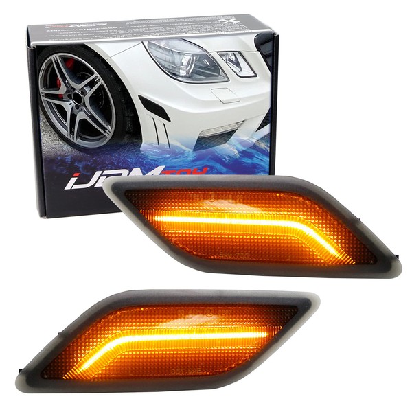 iJDMTOY Smoked Lens Amber Full LED Strip Front Bumper Side